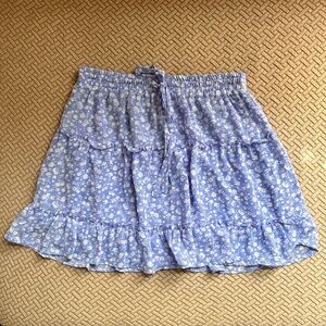 Sienna Sky Blue Ruffled Skater Mini Skirt